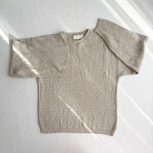 vtg Crossings beige white woven cotton sweater‎ size L